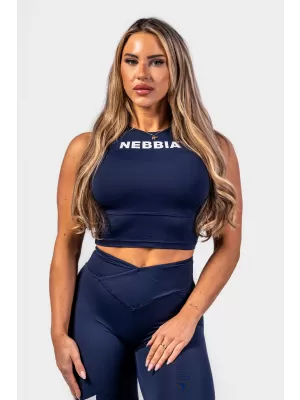 Crop top brezrokavnik GYM THERAPY 618 TEMNO MODRA Nebbia