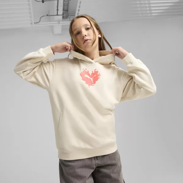  Otroška trenirka PUMA FLAMING LOVE HOODIE 685109_87 ALPSKI SNEG 