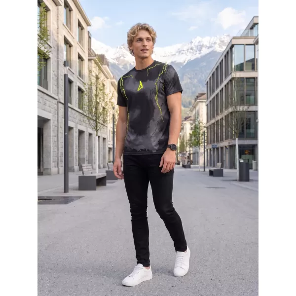  Moška premium funkcionalna majica s kratkimi rokavi ALTISPORT VOJ/ALM113TR01 ČRNO-FLUO RUMENA 