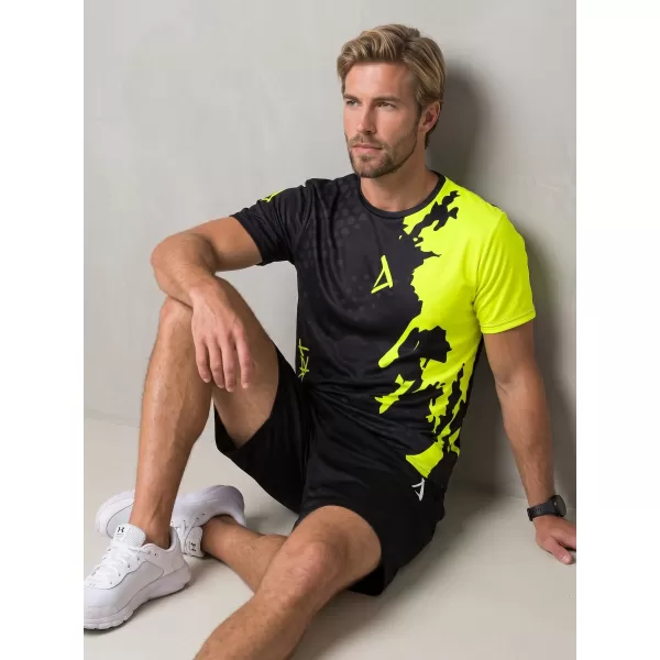  Moška premium funkcionalna majica s kratkimi rokavi ALTISPORT VOJ/ALM112TR01 ČRNO-FLUO RUMENA 