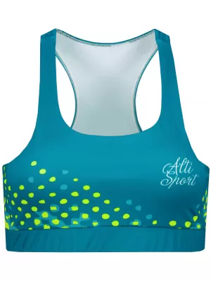 Ženski premium funkcionalni športni nedrček ALTISPORT VOJ/ALW109POD01 SMARAGDNO/FLUO RUMENA