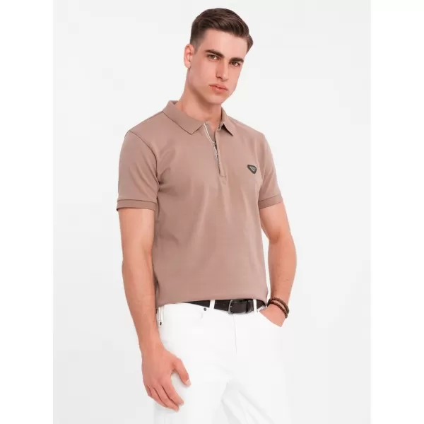  Moška T -majica OMBRE OM-POSS-0148 SVETLO RJAVA 