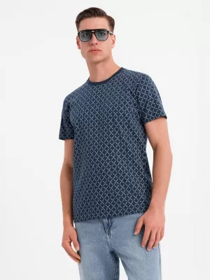 Moška majica s kratkimi rokavi OMBRE OM-TSFP-0250 MORNARSKO MODRA