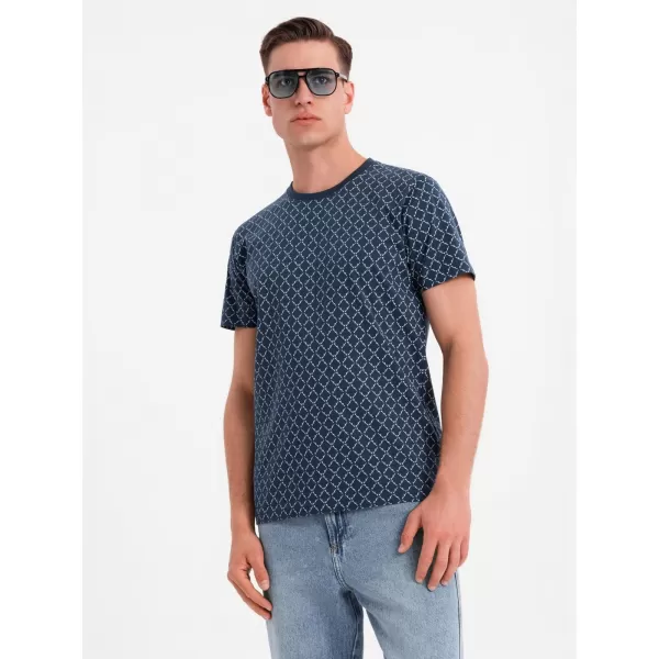  Moška majica s kratkimi rokavi OMBRE OM-TSFP-0250 MORNARSKO MODRA 