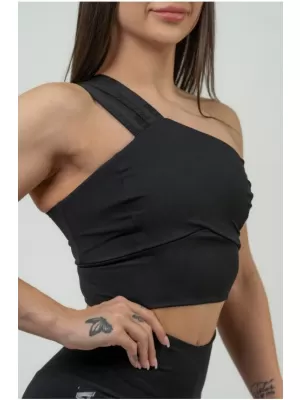 Ženski športni nedrček z visoko oporo INTENSE Asymmetric 841 BLACK/GOLD Nebbia