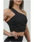 Ženski športni nedrček z visoko oporo INTENSE Asymmetric 841 BLACK/GOLD Nebbia