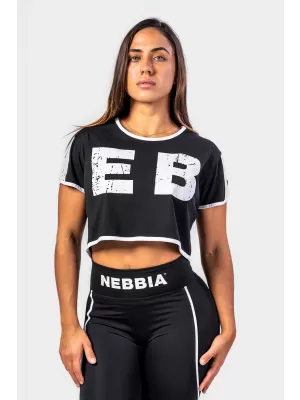 Crop top majica s kratkimi rokavi GAME ON 610 BLACK Nebbia