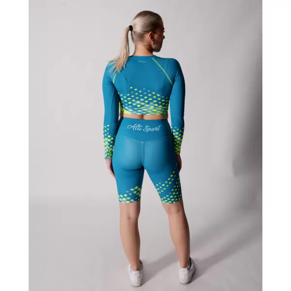  Ženski funkcionalni vrhunski kratki top ALTISPORT VOJ/ALW109TR04 SMARAGDNO/FLUO RUMENA 