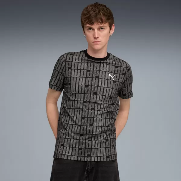  Moška majica s kratkimi rokavi PUMA ESS LOGO LAB AOP TEE 688185-01 ČRNA 