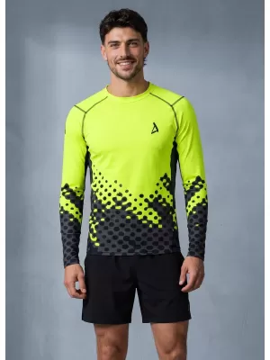 Moška funkcionalna kompresijska majica z dolgimi rokavi ALTISPORT VOJ/ALM109TR03 FLUO RUMENA
